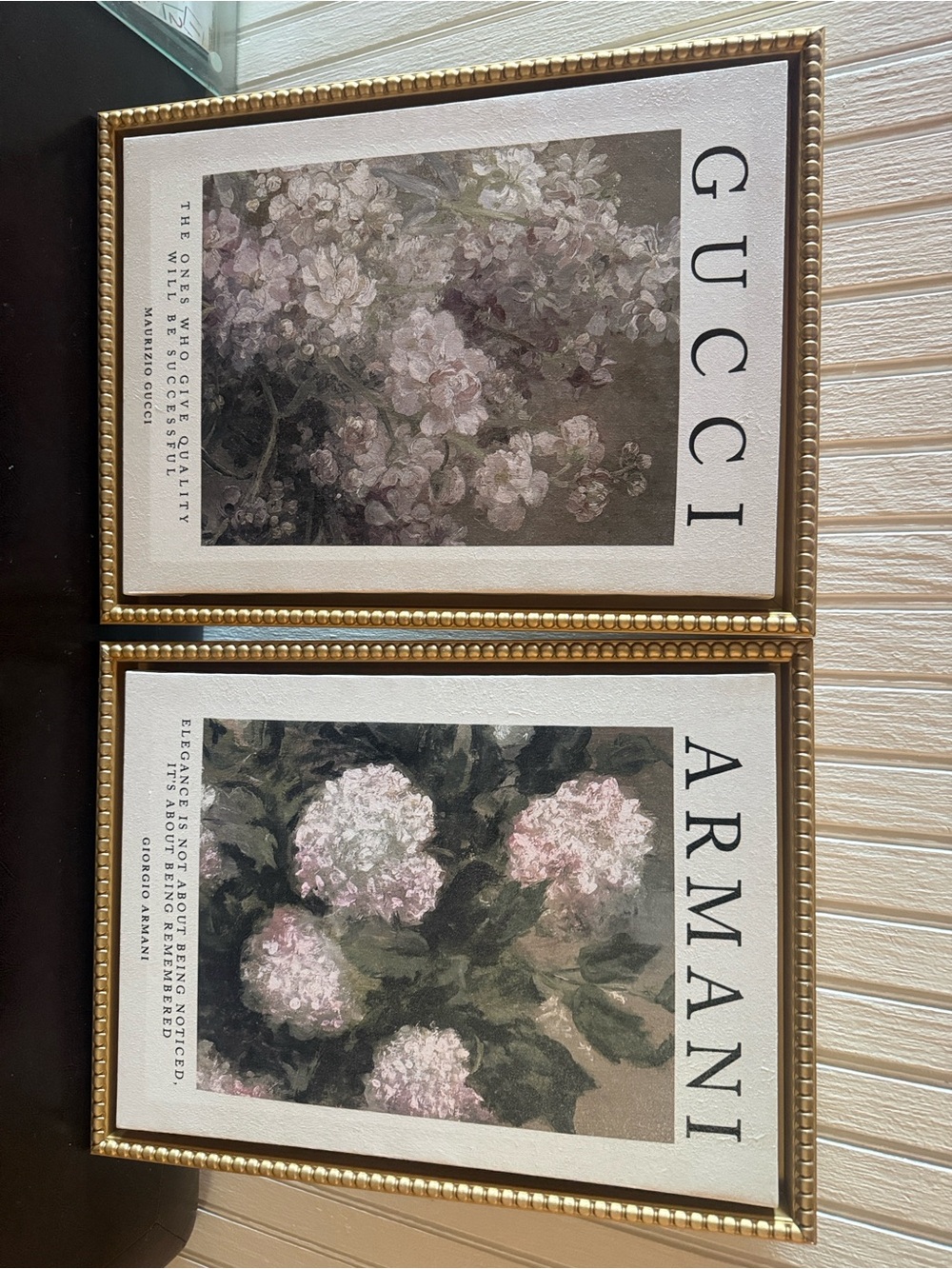 GUCCI & ARMANI Floral Framed Wall Art Prints in Gold
